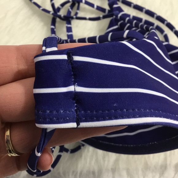 Cupshe Blue Striped Cupsay Swim Bikini Top S - Picture 8 of 8